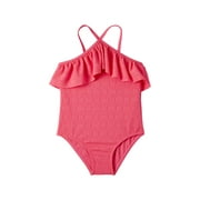 Kensie girls Eyelet Textured Swimsuit, 4, Pink